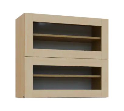 MHHVV - 8S horní skříňka, 2 výklopy, prosklená, 730x800x300, bříza světlá